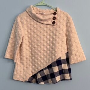 THML Cream Sweater with Plaid Accent